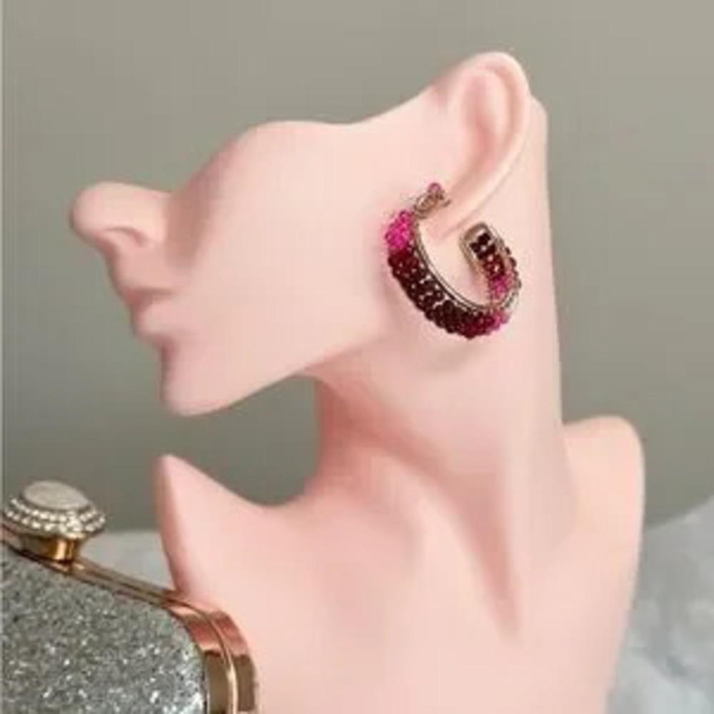 Elegant Pink and Purple Beaded Earrings